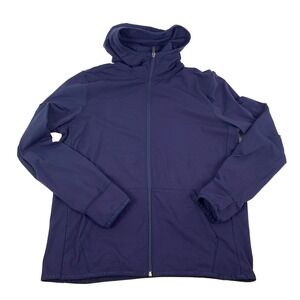 Four Laps Equip Full Zip Hoodie Mens Sz L Navy Athletic Side Zip Stash‎ Pocket